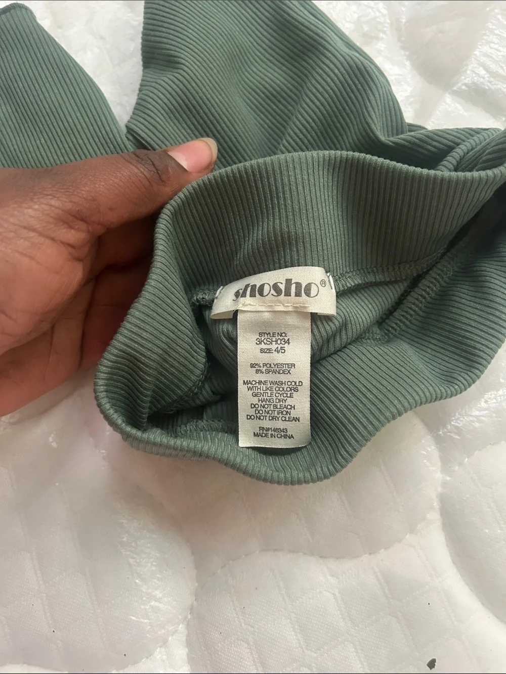 shosho Ribbed High-Waist Shorts in Sage Green